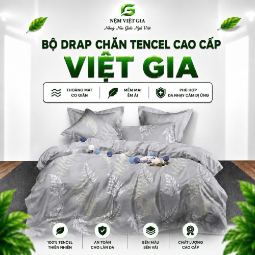 01 Bộ Drap Mền Tencel Lụa Cao Cấp