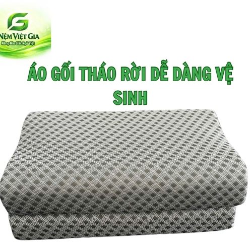 Bộ Gối Nằm Cao Su Thiên Nhiên Vải Gấm