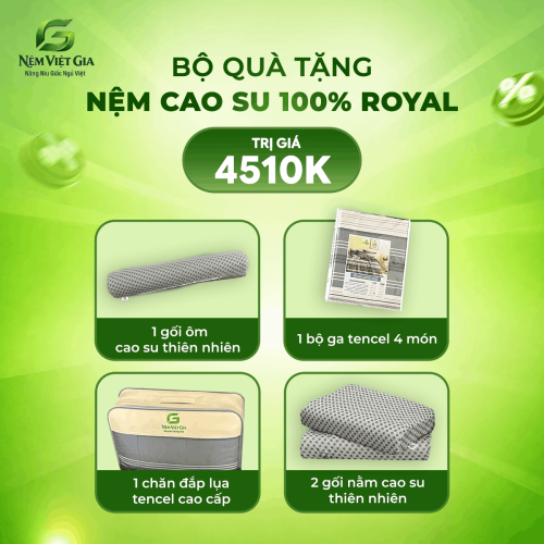 NỆM CAO SU THIÊN NHIÊN 100% ROYAL VIỆT GIA