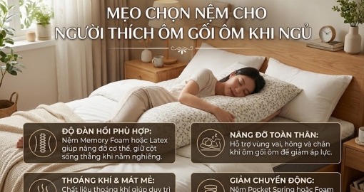 Mẹo Chọn Nệm Cho Người Thích Ôm Gối Ôm Khi Ngủ